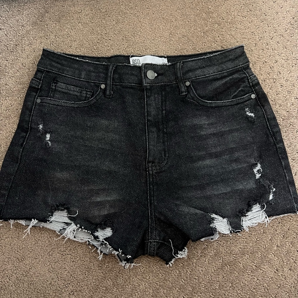 RSQ Curvy High Rise Jean Shorts |Color: Black| Size: 28